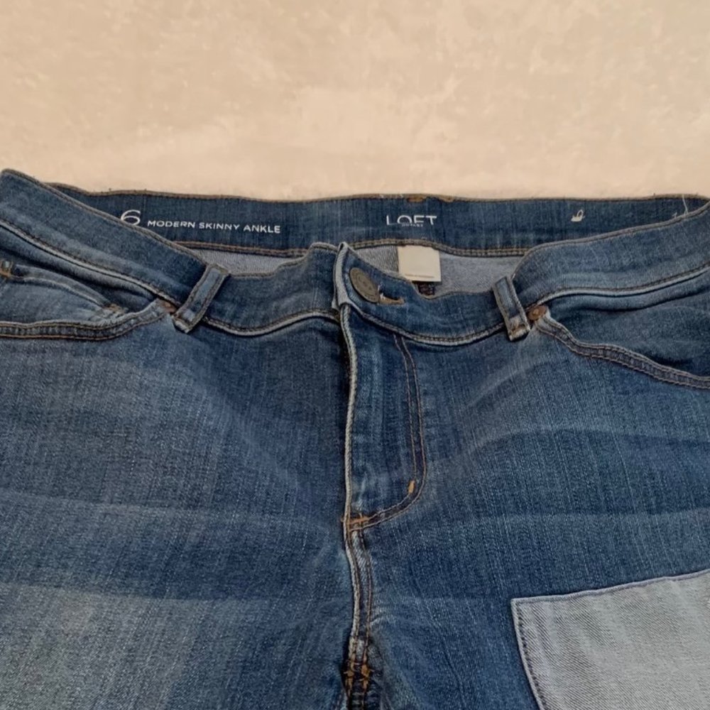 Loft Modern Skinny Ankle Patchwork Distressed Jea… - image 4